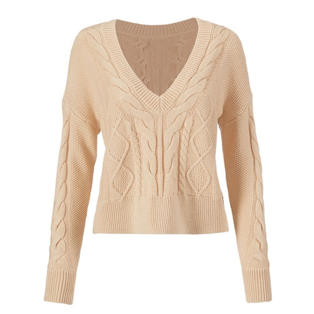 Cabi Crop Cable Pullover- size S
